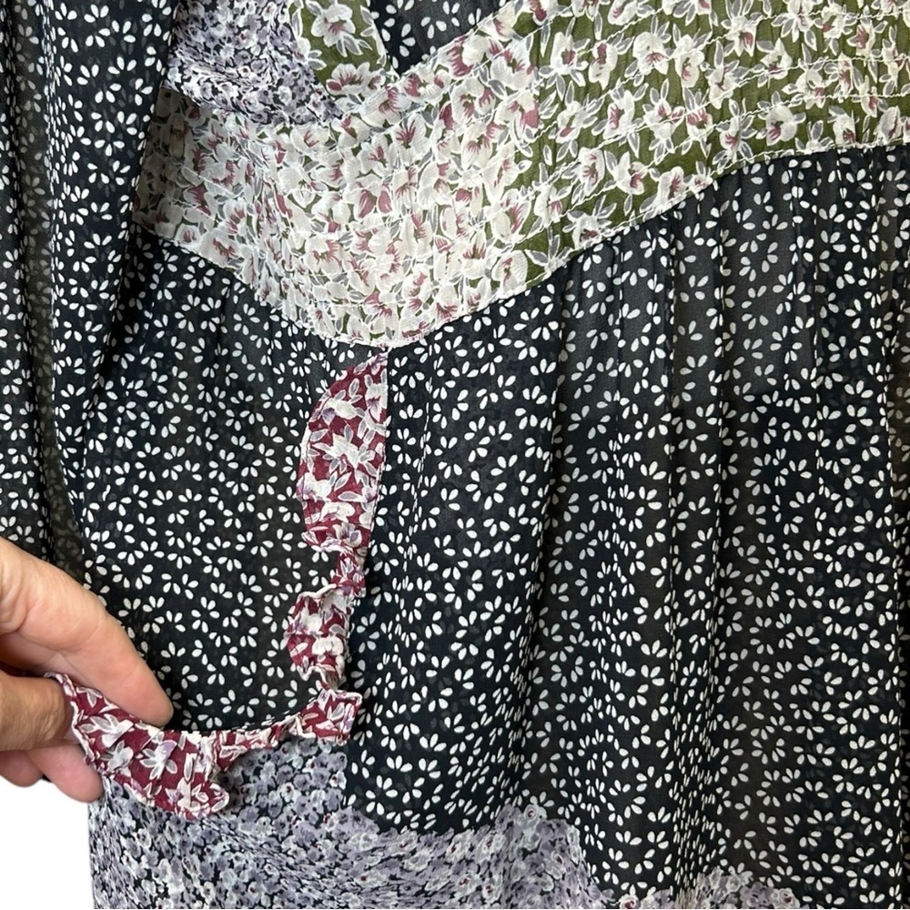 Diane Freis, Women’s Vintage Floral Midi Dress, Ruffle, Black One-Size / X-Large - Picture 16 of 17